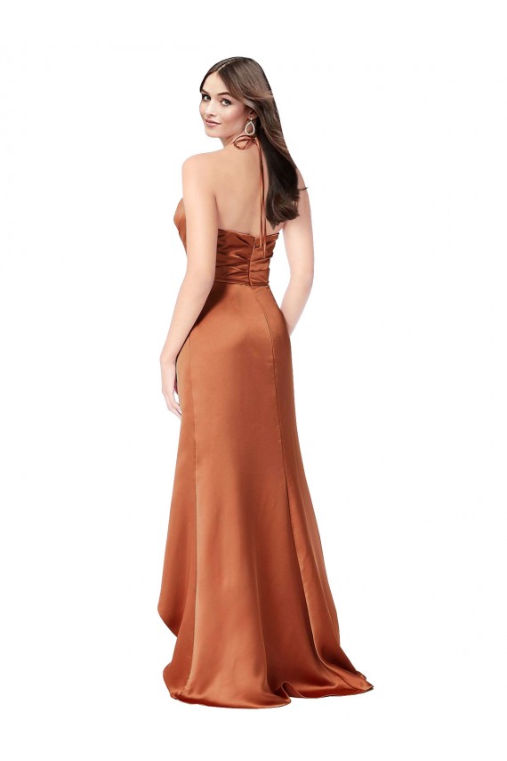 Long Sleeveless Silk like Satin Orange A-Line High Low Evening Gown / Prom Dress / Bridesmaid Dress Colchester