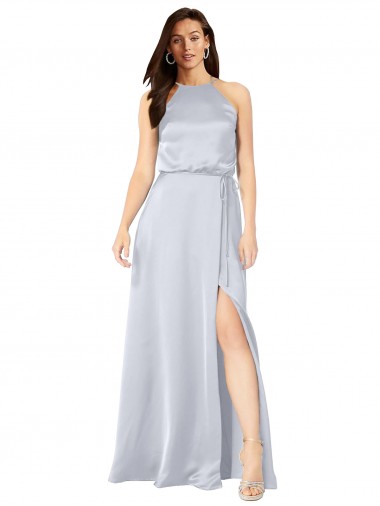 Long Sleeveless Silk like Satin Fog A-Line Formal Evening Gown / Bridesmaid Dress Colchester