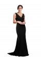 Sweep Train Sleeveless Silk like Satin Black A-Line Formal Evening Gown / Prom Dress / Bridesmaid Dress Colchester