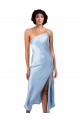 Midi Length Sleeveless Silk like Satin Light Sky Blue A-Line Formal Evening Gown / Prom Dress / Bridesmaid Dress Colchester
