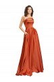 Sweep Train Sleeveless Silk like Satin Burnt Orange A-Line Formal Evening Gown / Prom Dress / Bridesmaid Dress Colchester