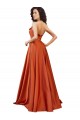 Sweep Train Sleeveless Silk like Satin Burnt Orange A-Line Formal Evening Gown / Prom Dress / Bridesmaid Dress Colchester