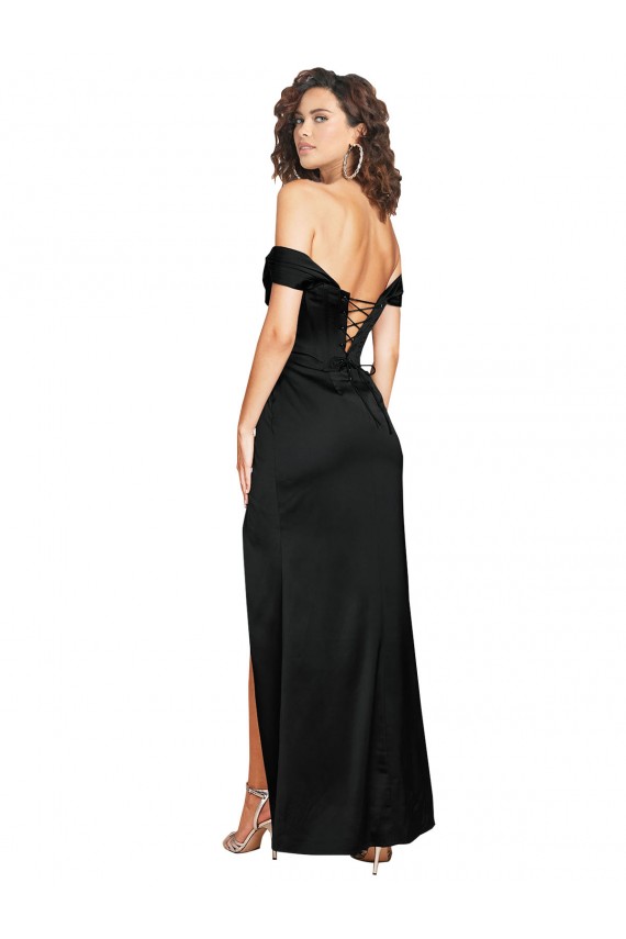 Long Sleeveless Silk like Satin Black Sweetheart A-Line Black Tie Evening Gown / Prom Dress / Bridesmaid Dress Colchester