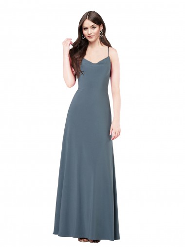 Long Sleeveless Spandex Slate Grey A-Line Prom Dress / Bridesmaid Dress Colchester