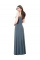 Long Sleeveless Spandex Slate Grey A-Line Prom Dress / Bridesmaid Dress Colchester