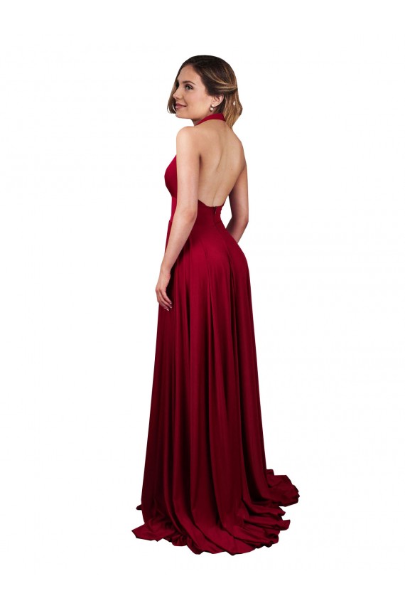 Long Sleeveless Spandex Burgundy A-Line Black Tie Evening Gown / Prom Dress / Bridesmaid Dress Colchester