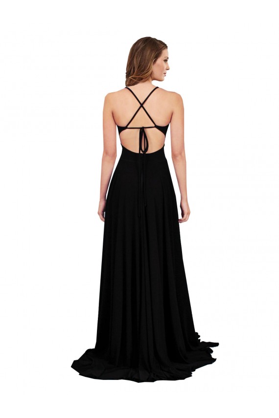 Long Sleeveless Spandex Black A-Line Black Tie Evening Gown / Prom Dress / Bridesmaid Dress Colchester