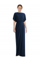 Short Sleeves Long Spandex Dark Navy Sheath Semi Formal Evening Dress / Prom Dress / Bridesmaid Dress Colchester