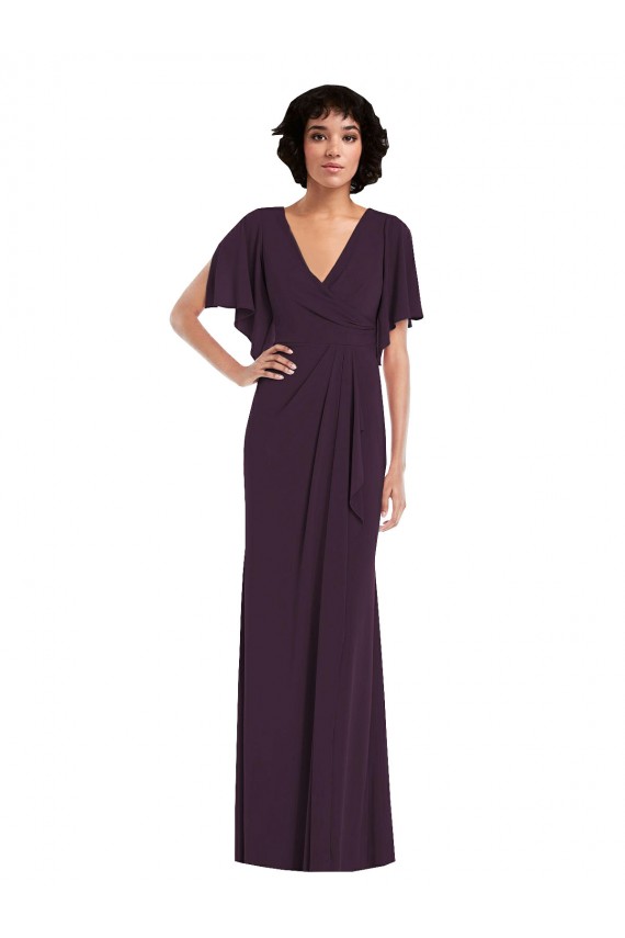 Long Split Sleeves Spandex Grape Sheath Formal Evening Gown / Prom Dress / Bridesmaid Dress Colchester