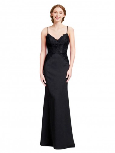 Long Sleeveless Stretch Crepe Black Mermaid Prom Dress / Bridesmaid Dress Colchester