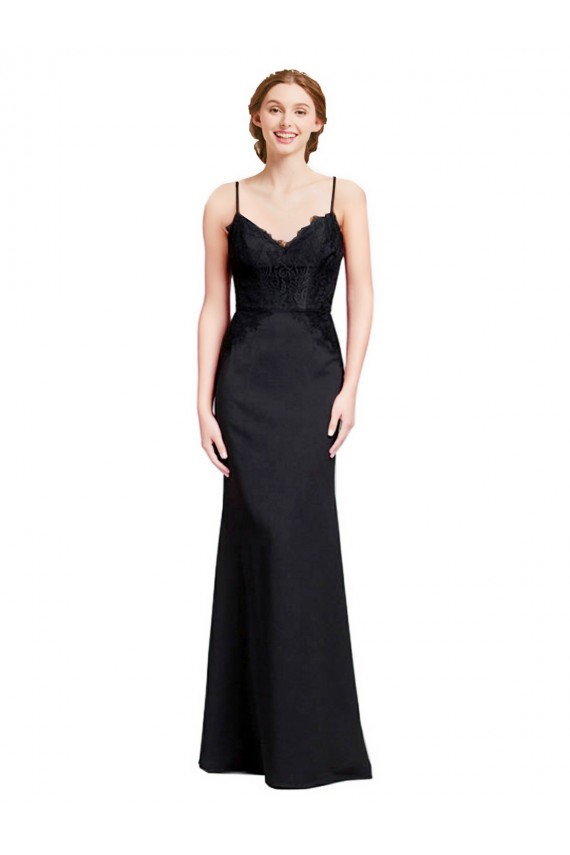 Long Sleeveless Stretch Crepe Black Mermaid Prom Dress / Bridesmaid Dress Colchester