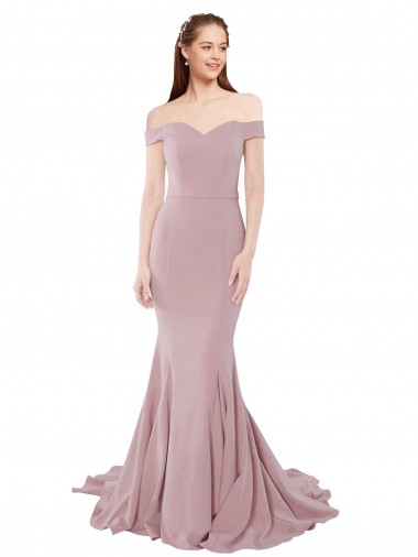 Sweep Train Sleeveless Stretch Crepe Dusty Pink Mermaid Bridesmaid Dress / Evening Dress Colchester