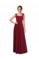 Long Sleeveless Stretch Crepe Burgundy Square Neck A-Line Prom Dress / Bridesmaid Dress Colchester