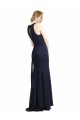 Long Sleeveless Stretch Crepe Dark Navy Sheath Black Tie Prom Dress / Bridesmaid Dress Colchester