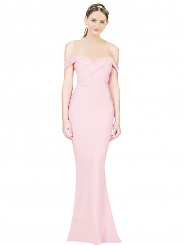 Long Sleeveless Stretch Crepe Pink Strapless A-Line Formal Evening Gown / Prom Dress / Bridesmaid Dress Colchester