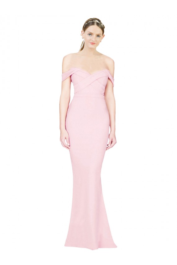 Long Sleeveless Stretch Crepe Pink Strapless A-Line Formal Evening Gown / Prom Dress / Bridesmaid Dress Colchester