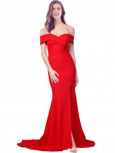 Long Sleeveless Stretch Crepe Red Sweetheart Mermaid Bridesmaid Dress / Evening Dress Colchester