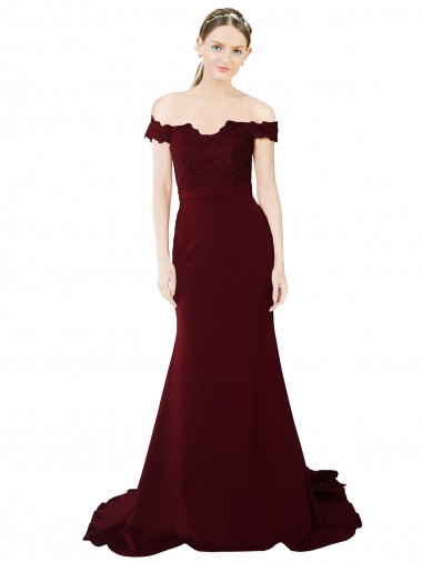 Sweep Train Sleeveless Stretch Crepe & Lace Burgundy Gold Mermaid Formal Evening Gown / Prom Dress / Bridesmaid Dress Colchester