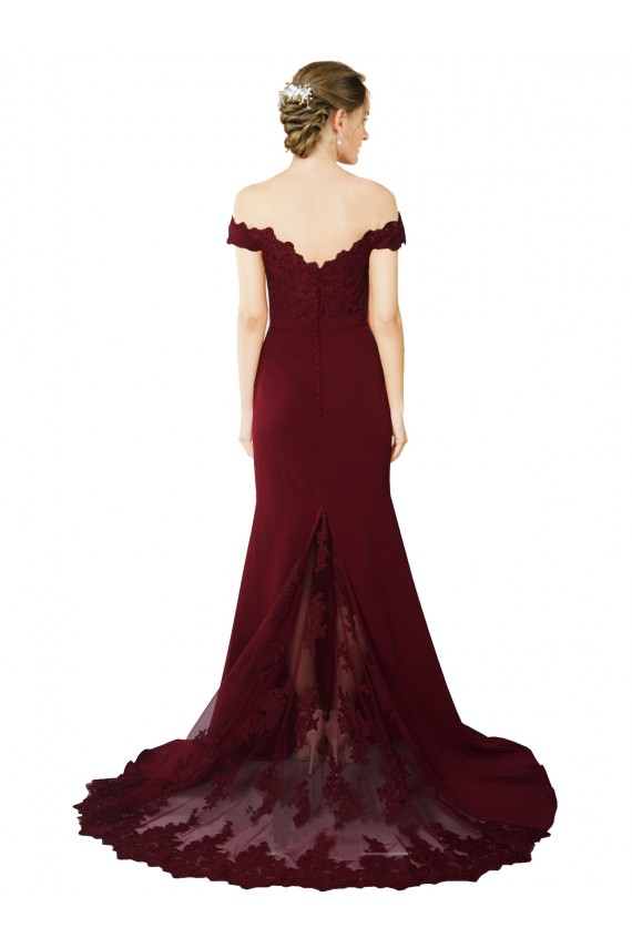Sweep Train Sleeveless Stretch Crepe & Lace Burgundy Gold Mermaid Formal Evening Gown / Prom Dress / Bridesmaid Dress Colchester