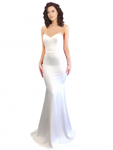 Long Sleeveless Stretch Crepe White Mermaid Formal Evening Gown / Prom Dress / Bridesmaid Dress Colchester