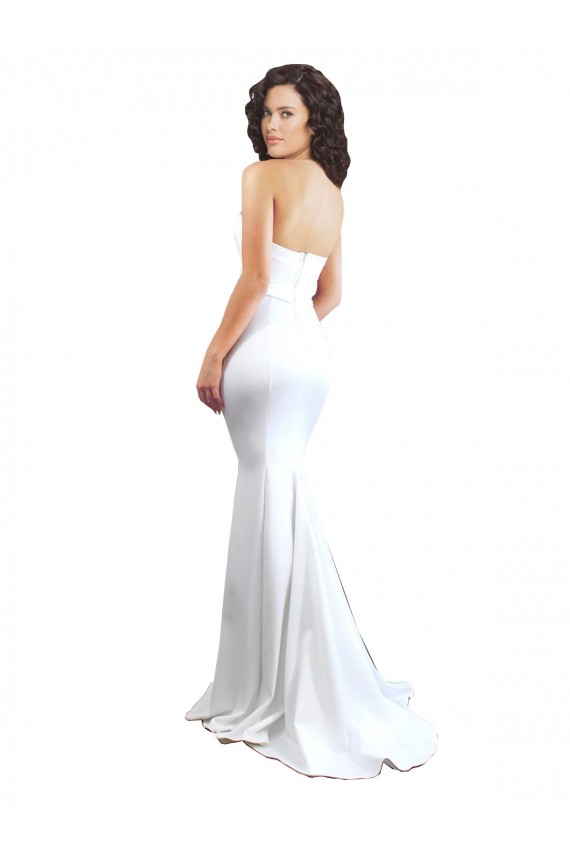 Long Sleeveless Stretch Crepe White Mermaid Formal Evening Gown / Prom Dress / Bridesmaid Dress Colchester
