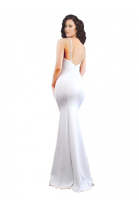 Long Sleeveless Stretch Crepe White Mermaid Black Tie Evening Gown / Prom Dress / Bridesmaid Dress Colchester