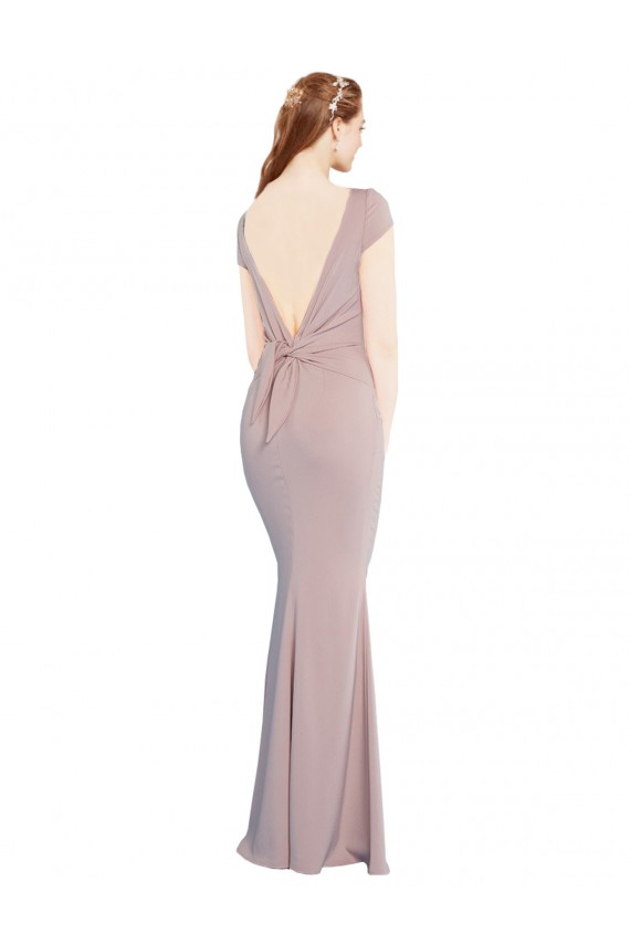 Long Cap Sleeves Stretch Crepe Dusty Pink Mermaid Formal Evening Gown / Prom Dress / Bridesmaid Dress Colchester