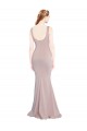 Long Cap Sleeves Stretch Crepe Dusty Pink Scoop Neck Mermaid Formal Evening Gown / Prom Dress / Bridesmaid Dress Colchester