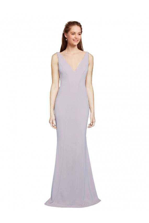 Long Sleeveless Stretch Crepe Arctic Lilac Mermaid Formal Evening Gown / Prom Dress / Bridesmaid Dress Colchester