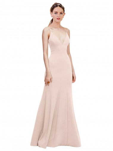 Long Sleeveless Stretch Crepe Pink A-Line Formal Dress / Bridesmaid Dress Colchester