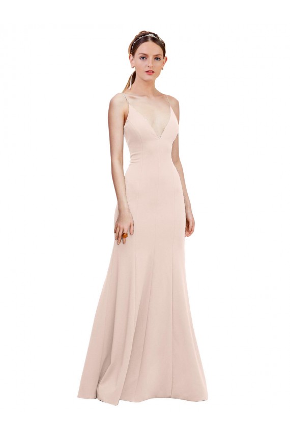 Long Sleeveless Stretch Crepe Pink A-Line Formal Dress / Bridesmaid Dress Colchester