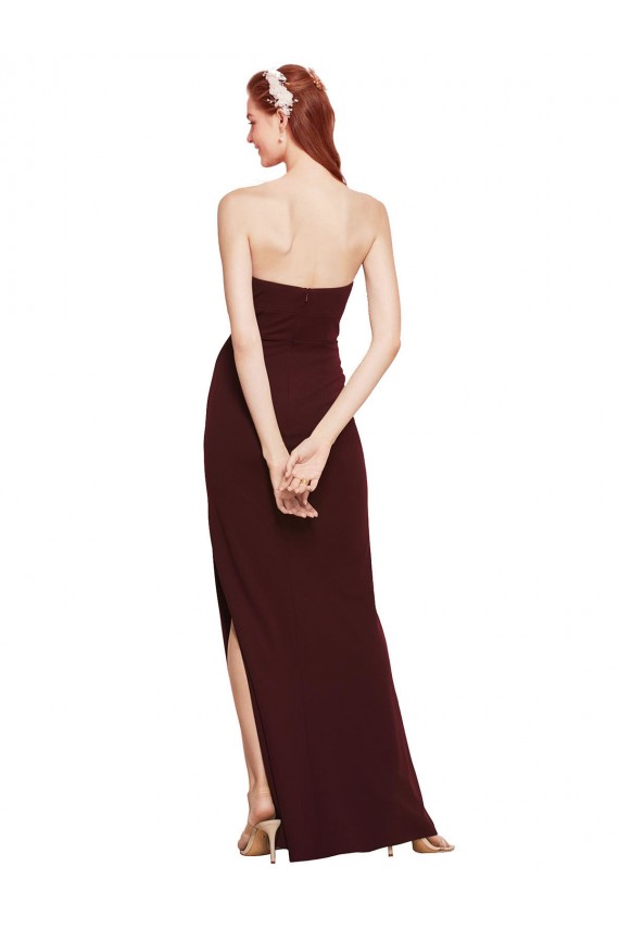 Long Sleeveless Stretch Crepe Burgundy Gold Strapless Sheath Formal Evening Gown / Prom Dress / Bridesmaid Dress Colchester
