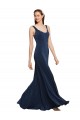 Long Sleeveless Stretch Crepe Dark Navy A-Line Prom Dress / Bridesmaid Dress Colchester