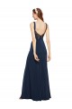 Long Sleeveless Stretch Crepe Dark Navy A-Line Prom Dress / Bridesmaid Dress Colchester
