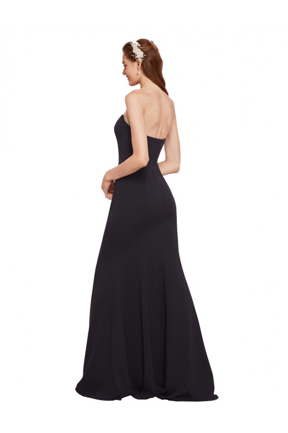 Long Sleeveless Stretch Crepe Dark Navy Strapless A-Line Formal Evening Gown / Prom Dress / Bridesmaid Dress Colchester