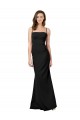 Long Sleeveless Stretch Crepe Black Spaghetti Straps Sheath Formal Evening Gown / Prom Dress / Bridesmaid Dress Colchester