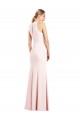 Long Sleeveless Stretch Crepe Pink V-Neck Trumpet Semi Formal Evening Dress / Prom Dress / Bridesmaid Dress Colchester