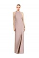 Long Sleeveless Stretch Crepe Dusty Pink Trumpet Semi Formal Evening Dress / Bridesmaid Dress Colchester