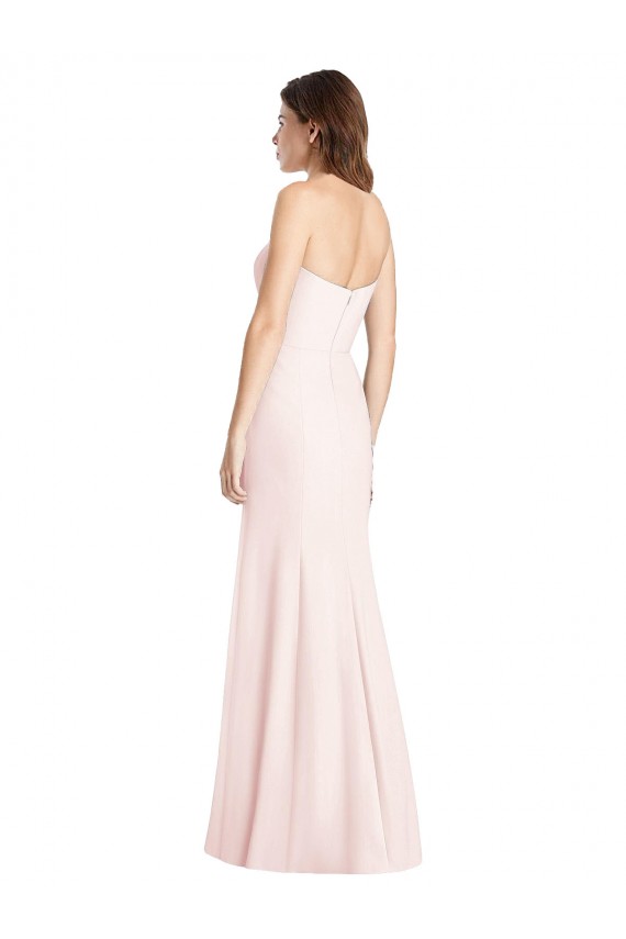 Long Sleeveless Stretch Crepe Pink Sweetheart Trumpet Semi Formal Evening Dress / Prom Dress / Bridesmaid Dress Colchester