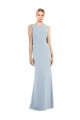 Long Sleeveless Stretch Crepe Light Sky Blue Bateau Neck Trumpet Semi Formal Evening Dress / Prom Dress / Bridesmaid Dress Colchester