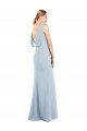 Long Sleeveless Stretch Crepe Light Sky Blue Bateau Neck Trumpet Semi Formal Evening Dress / Prom Dress / Bridesmaid Dress Colchester