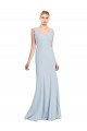 Long Sleeveless Stretch Crepe Light Sky Blue V-Neck Trumpet Bridesmaid Dress / Formal Dress Colchester