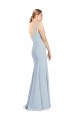 Long Sleeveless Stretch Crepe Light Sky Blue V-Neck Trumpet Bridesmaid Dress / Formal Dress Colchester