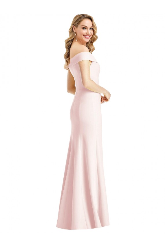 Long Sleeveless Stretch Crepe Pink Trumpet Bridesmaid Dress / Evening Dress Colchester