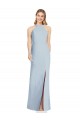 Long Sleeveless Stretch Crepe Light Sky Blue Trumpet Formal Evening Gown / Bridesmaid Dress Colchester