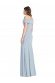 Long Sleeveless Stretch Crepe Light Sky Blue Off the Shoulder Trumpet Formal Dress / Bridesmaid Dress Colchester