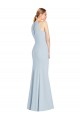 Long Sleeveless Stretch Crepe Light Sky Blue Halter Neck Trumpet Semi Formal Evening Dress / Prom Dress / Bridesmaid Dress Colchester