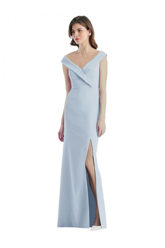 Long Sleeveless Stretch Crepe Light Sky Blue A-Line Black Tie Evening Gown / Bridesmaid Dress Colchester