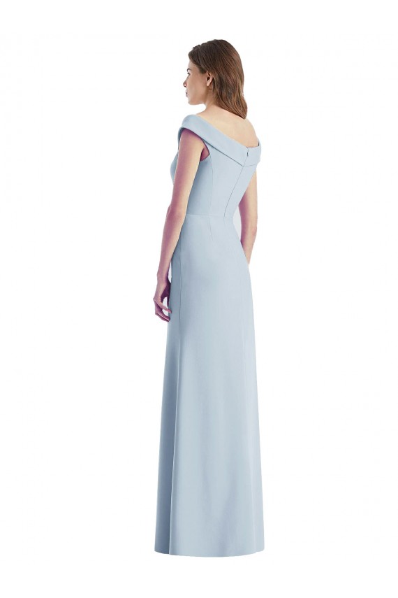 Long Sleeveless Stretch Crepe Light Sky Blue A-Line Black Tie Evening Gown / Bridesmaid Dress Colchester