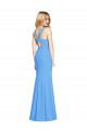 Long Sleeveless Stretch Crepe Peacock Blue Trumpet Semi Formal Evening Dress / Prom Dress / Bridesmaid Dress Colchester